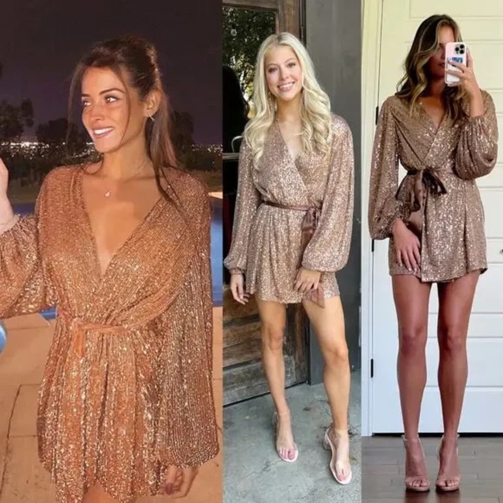 BNWT RETROFETE Gabrielle Robe Dress in Bronze Size Small